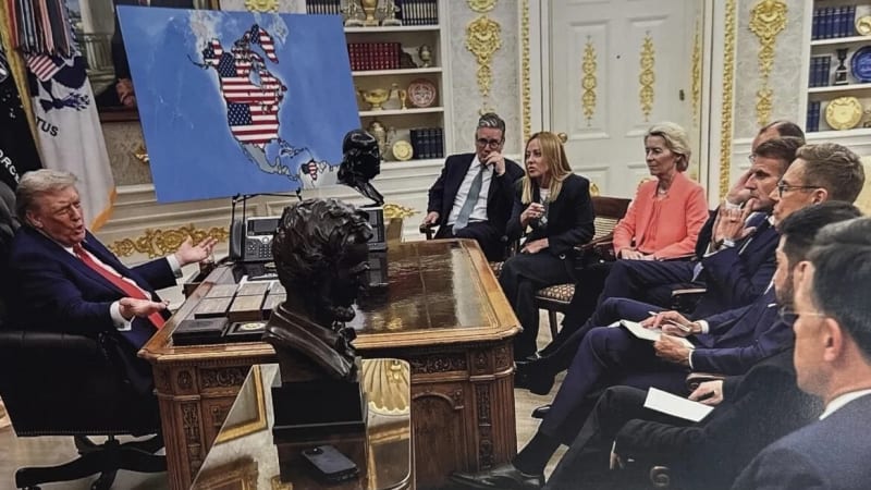 Digitální provokace Trumpa: AI snímky zesměšňující evropské lídry. Demonstruje, co si zabere